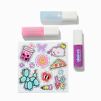 Teddy Bear Pouch Lip Gloss & Sticker Set - 4 Pack