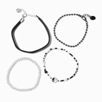 Beaded Yin Yang Bracelet Set - 4 Pack