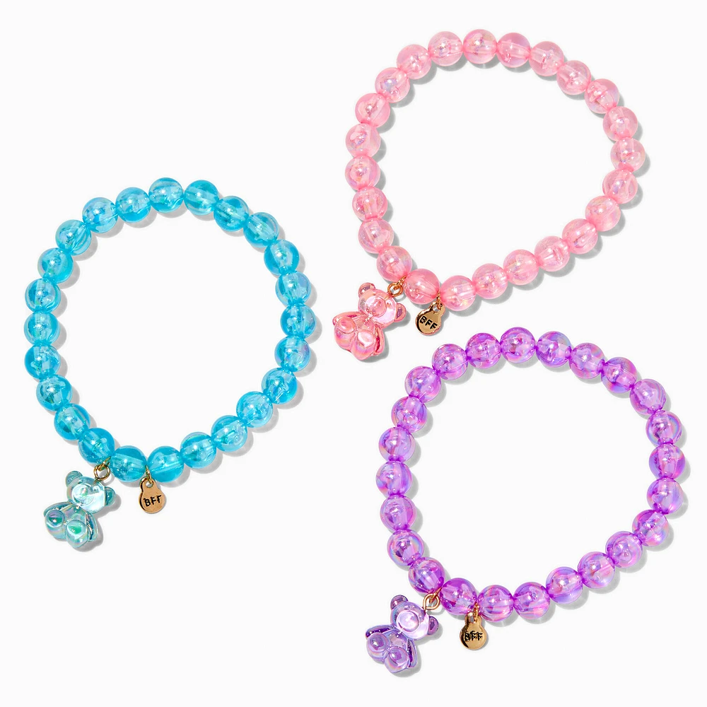 Best Friends Anodized Bear Beaded Stretch Bracelets - 3 Pack