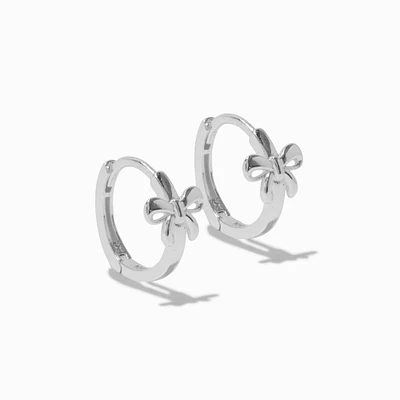 C LUXE by Claire's Sterling Silver 10mm Thick Bow Clicker Hoop Earrings