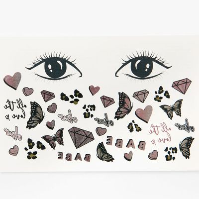 Pink Glam Temporary Face Tattoos