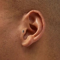 Silver-tone Titanium Cubic Zirconia Triple Linear Stud 18G Threadless Tragus Earring - 3 Pack