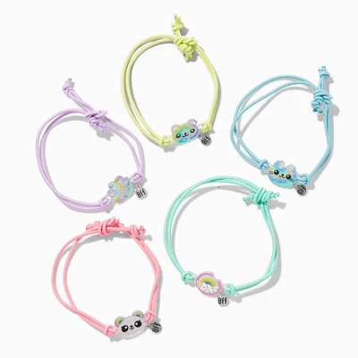 Best Friends Tie Dye Critter Adjustable Bracelets - 5 Pack