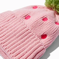 Pink Strawberry Knit Beanie Hat