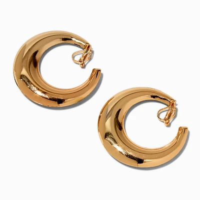 Gold-tone 40MM Clip-On Chunky Hoop Earrings