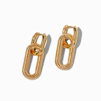 Gold-tone Textured Chain Link Hoop Earrings