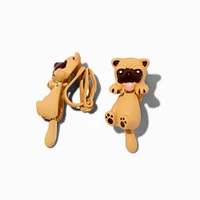 Movable Pug Clip-On Drop Earrings