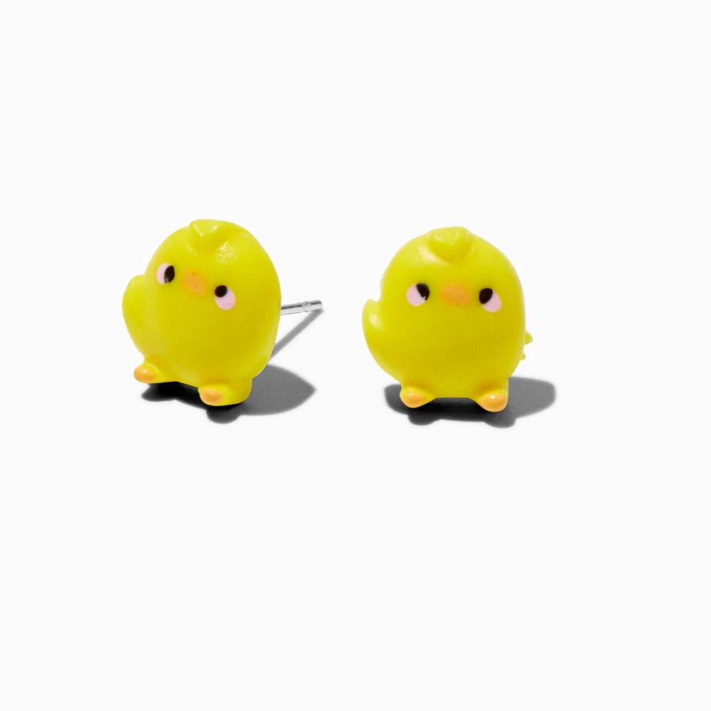 Glow in the Dark Yellow Chicks Stud Earrings