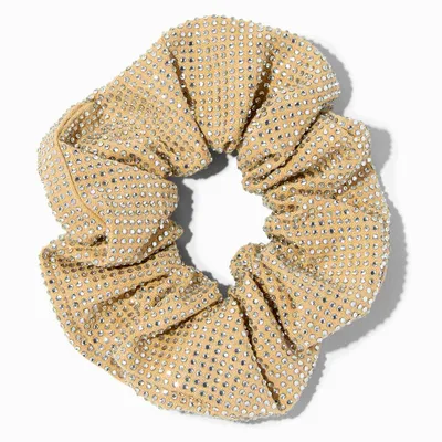 Taupe Embellished Silver Sparkle Hair Scrunchie