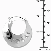 Silver-tone 50MM Moon Phases Hoop Earrings