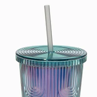 Ombre Teal Waterfall Textured Tumbler