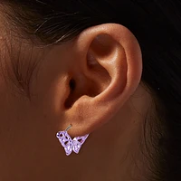 Filigree Purple Butterfly Hoop Earrings