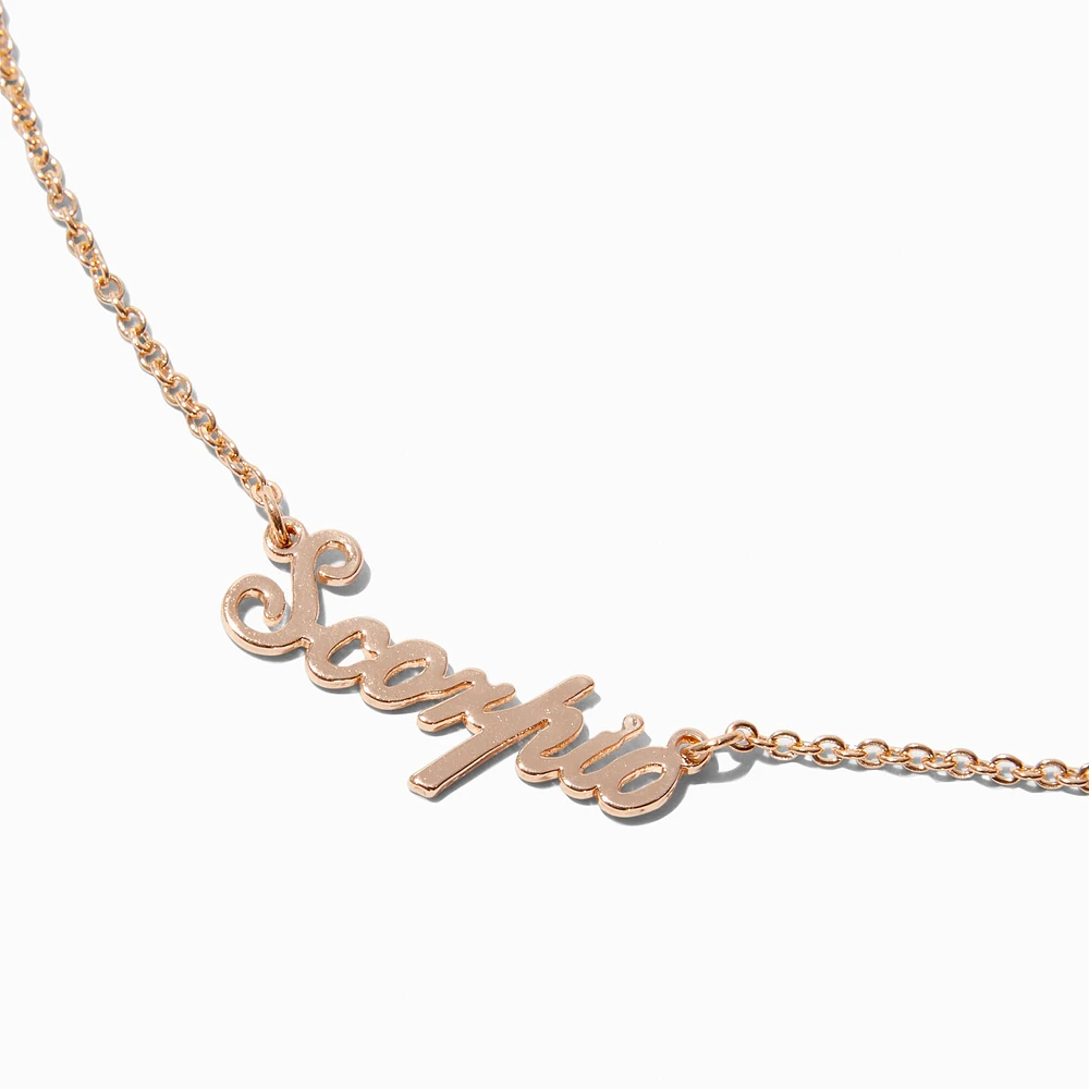 Gold-tone Script Zodiac Pendant Necklace - Scorpio