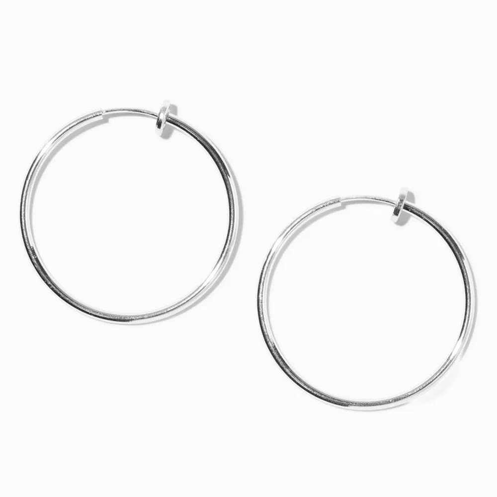 Silver 10MM Hoop Earrings  Claires US