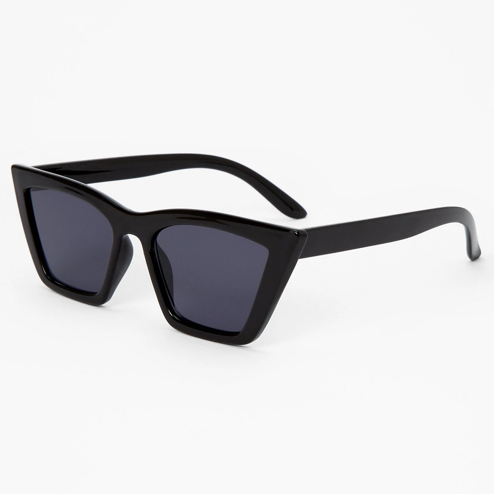 Square Retro Cat Eye Sunglasses - Black