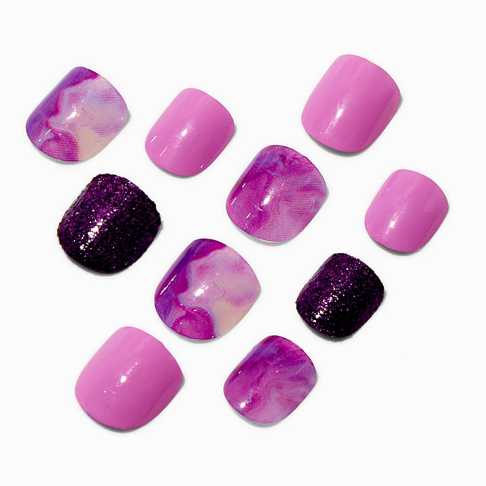 Claire's Club Purple Tie Dye Press On Vegan Faux Nail Set - 10 Pack