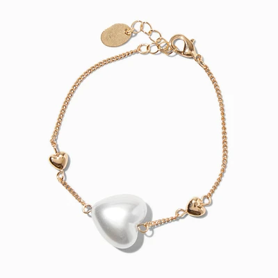 Puffy Pearl Heart Chain Bracelet