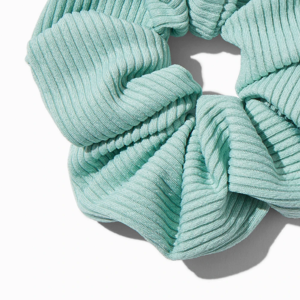 Purple & Green Ribbed Hair Scrunchies - 2 Pack