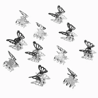 Glittery Black Butterfly Mini Hair Claws - 12 Pack