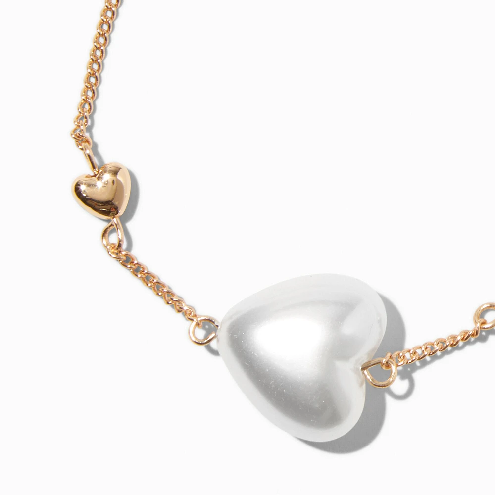 Puffy Pearlized Heart Chain Bracelet