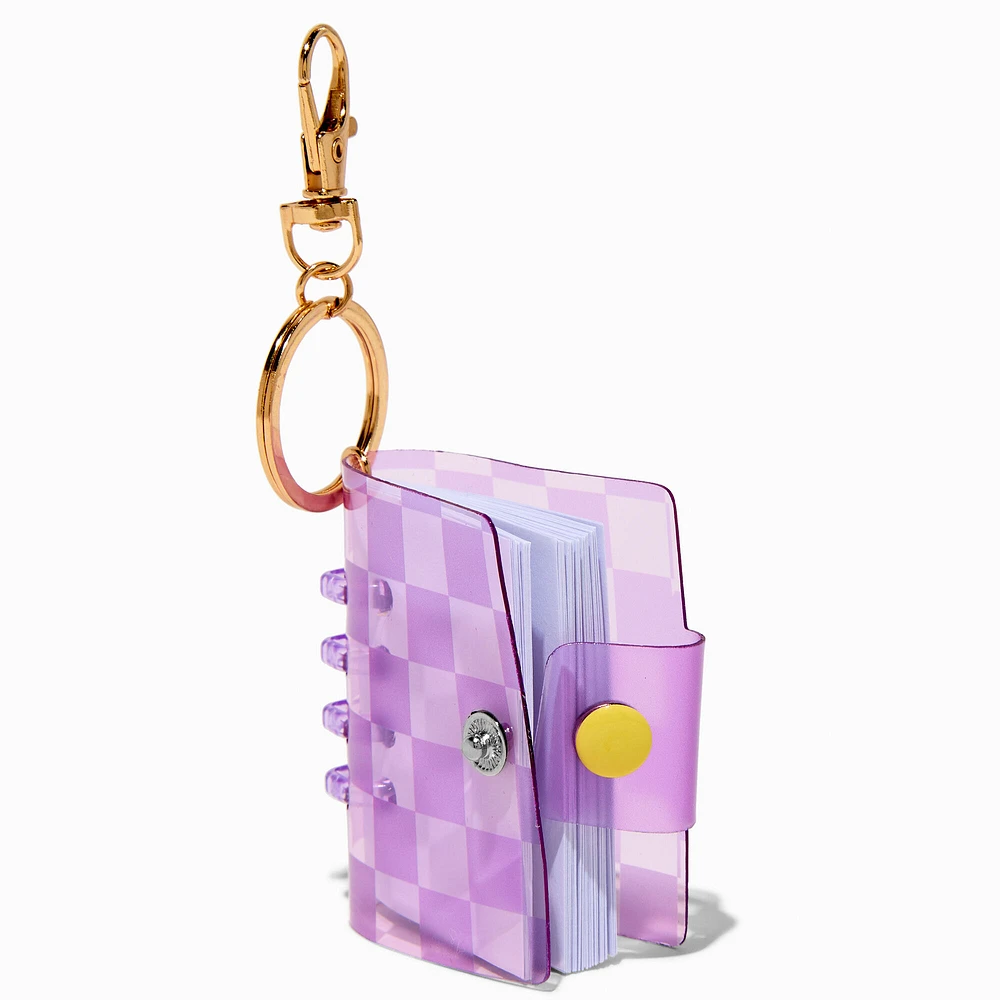 Purple Checkered Mini Diary Keychain