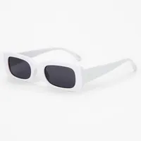 Rectangular Retro Sunglasses - White