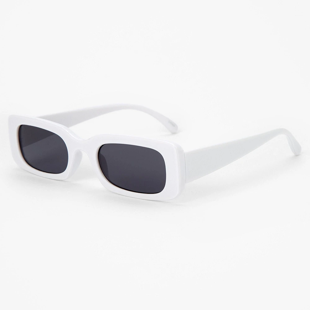 Rectangular White Retro Sunglasses