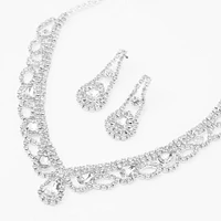 Silver Rhinestone Scalloped V Jewelry Set - 2 Pack