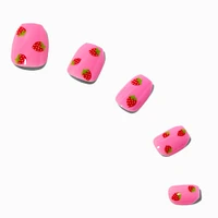 Pink Strawberry Coffin Press On Vegan Faux Nail Set - 24 Pack