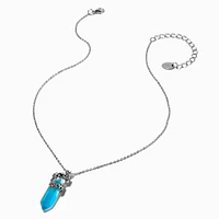 Flower-Wrapped Blue Glow In The Dark Mystical Gem Pendant Necklace