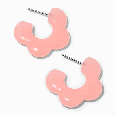 Pink Flower 30MM Hoop Earrings