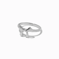 Silver-tone Stainless Steel Bow Ring