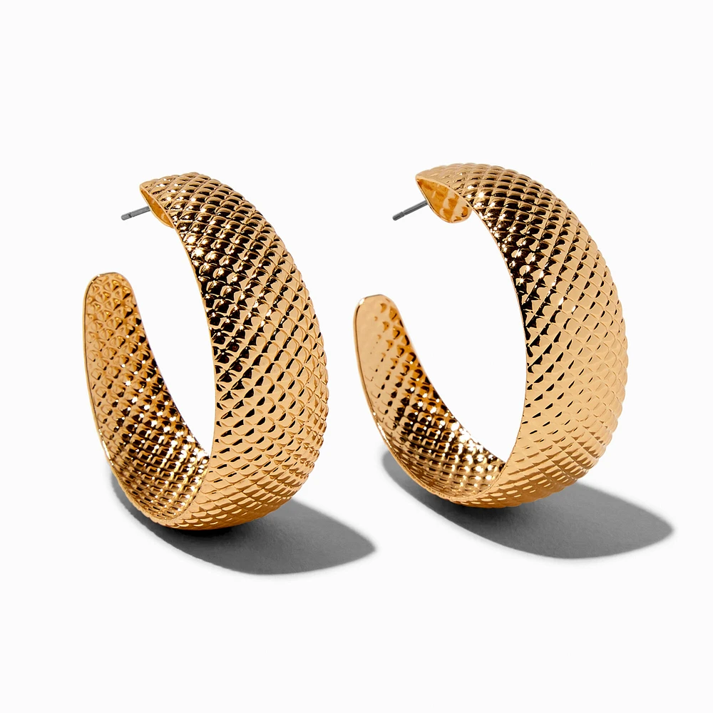 Gold-tone Textured Hoop Earrings