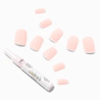 White Border Mid Square Vegan Faux Nail Set -  24 Pack