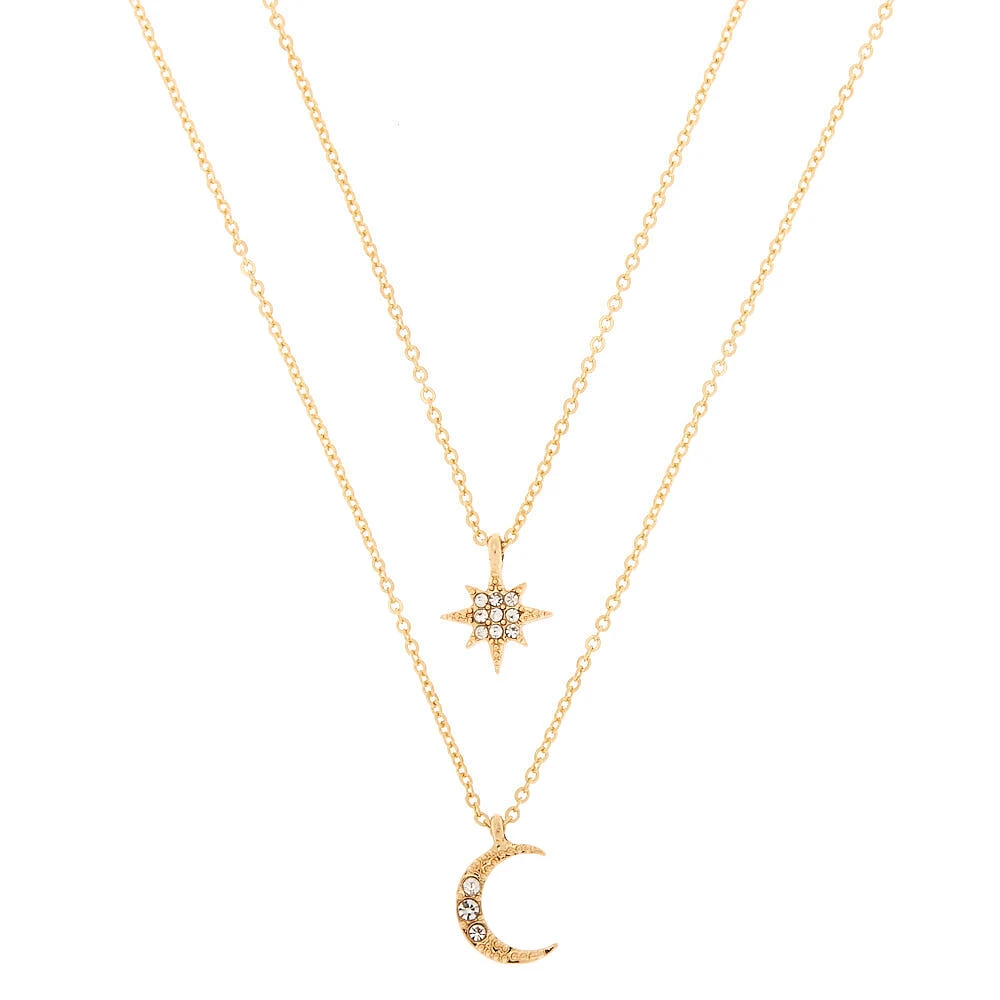 Gold Celestial Pendant Necklaces - 2 Pack