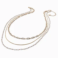 Gold-tone Mixed Chain Multi-Strand Necklace
