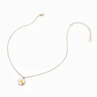 White Daisy With Ladybug Pendant Necklace