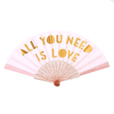Pink All You Need Is Love Folding Fan