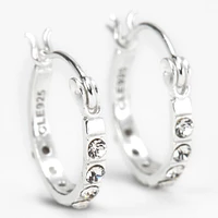 C LUXE by Claire's Sterling Silver 12MM Crystal Embellished Hoop Earrings