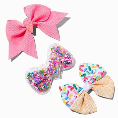 Claire's Club Ice Cream Hair Bow Clips - 3 Pack