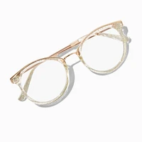 Golden Glitter Round Clear Lens Frames