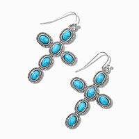 Turquoise Cowgirl Cross Drop Earrings