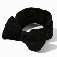 Claire's Club Black Nylon Ribbed Bow Headwrap