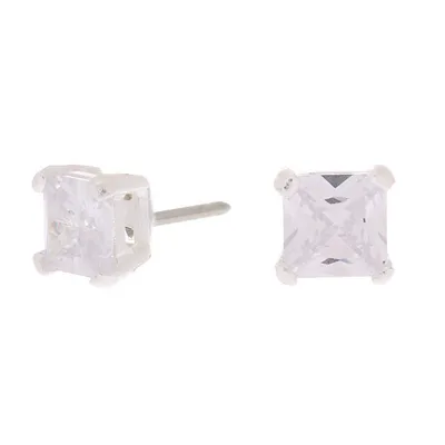 Sterling Silver Cubic Zirconia 5MM Square Stud Earrings