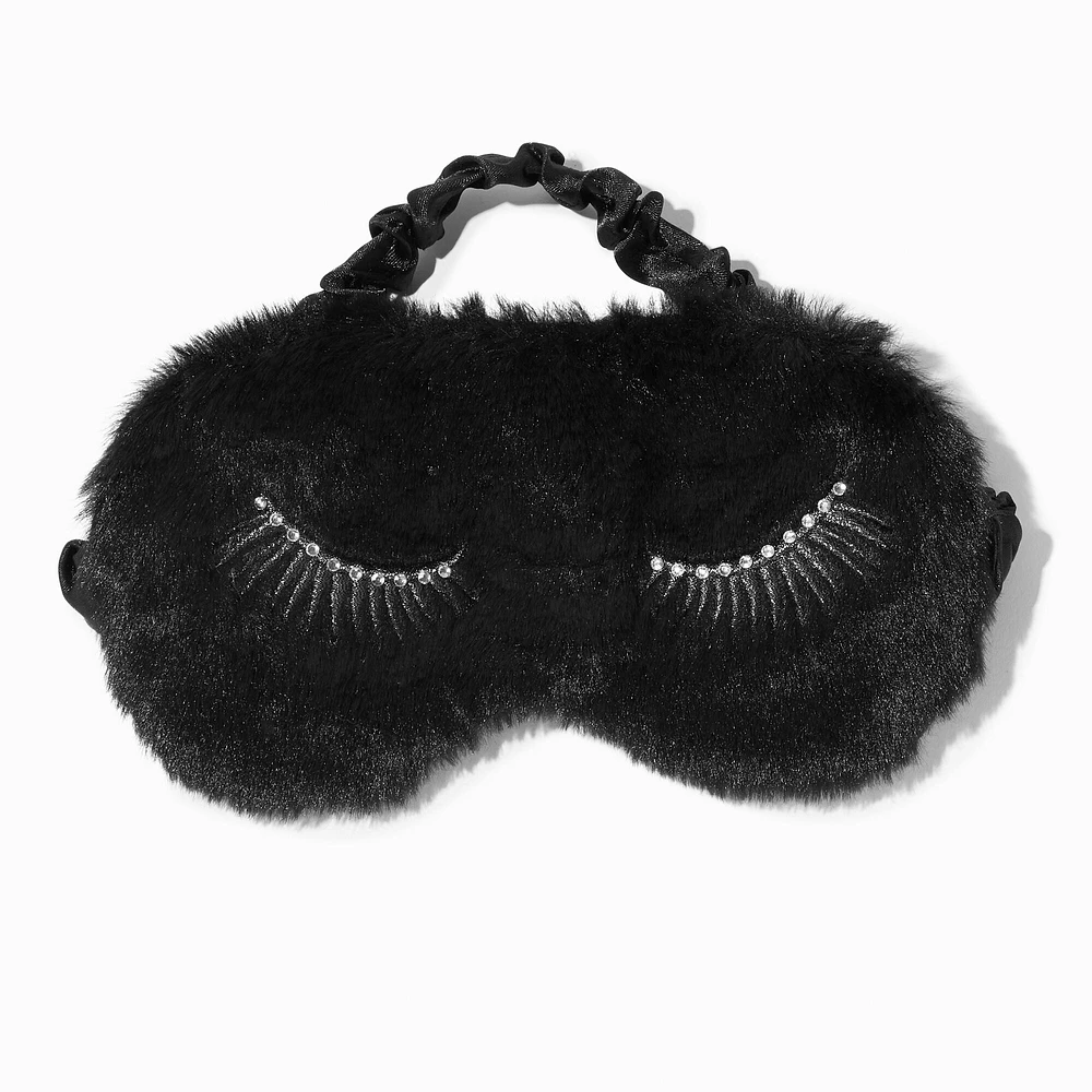 Metallic Lashes Black Furry Sleeping Mask