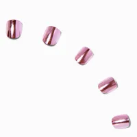 Claire's Club Pink Chrome Press On Vegan Faux Nail Set - 10 Pack