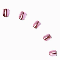 Claire's Club Pink Chrome Press On Vegan Faux Nail Set - 10 Pack