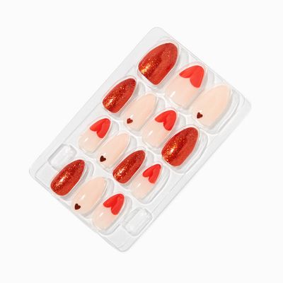Valentine's Day Hearts Stiletto Press On Faux Nail Set - 24 Pack