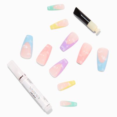 Pastel Cloud Tip Squareletto Vegan Faux Nail Set - 24 Pack