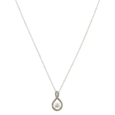 Silver Infinity Pearl Pendant Necklace